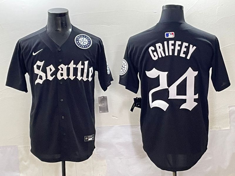Men 2025 Seattle Mariners #24 Griffey Black Five generations Joint Name Nike MLB Jersey style 12->seattle mariners->MLB Jersey